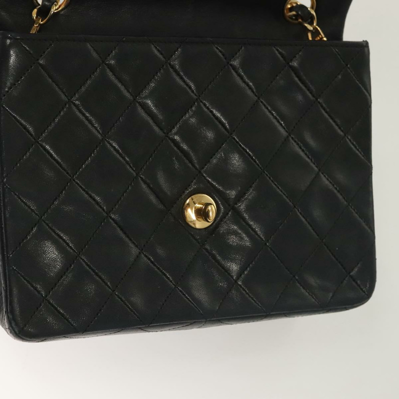 【日本直送】香奈兒 Matelasse 鏈條單肩包 小羊皮 黑金 CC 正品 PP771-19