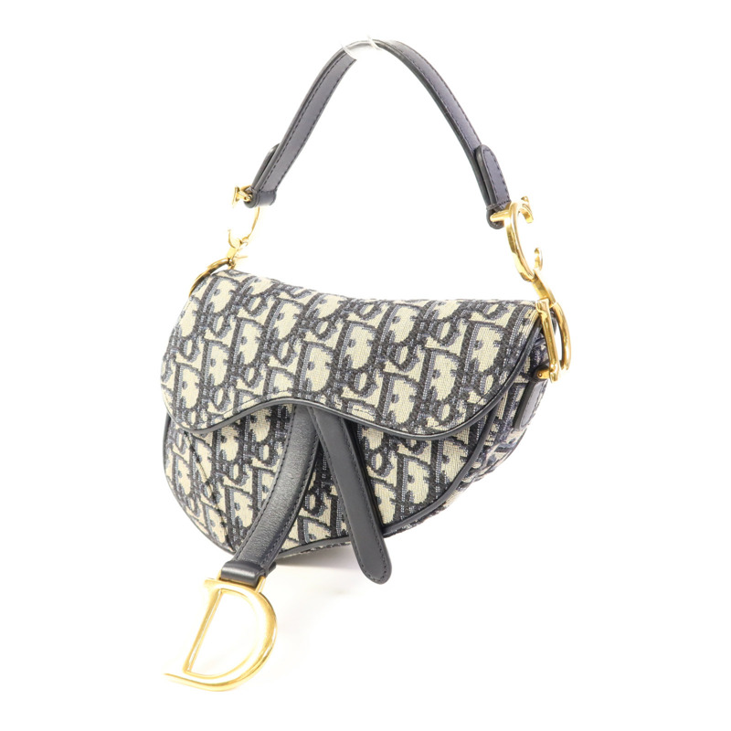 Dior 帆布Mini Saddle金扣手挽袋-2