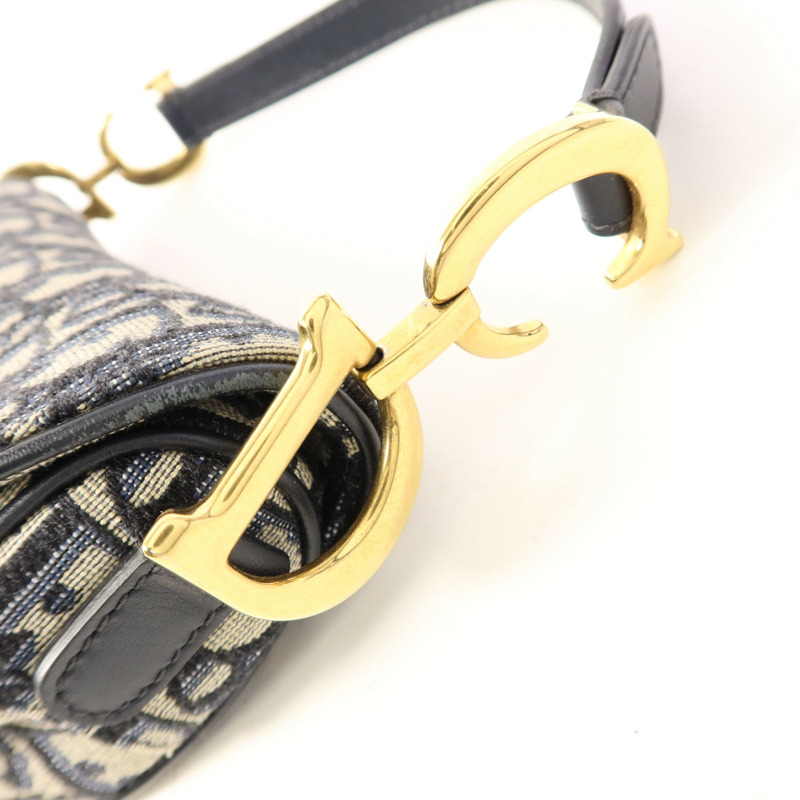 Dior 帆布Mini Saddle金扣手挽袋-8