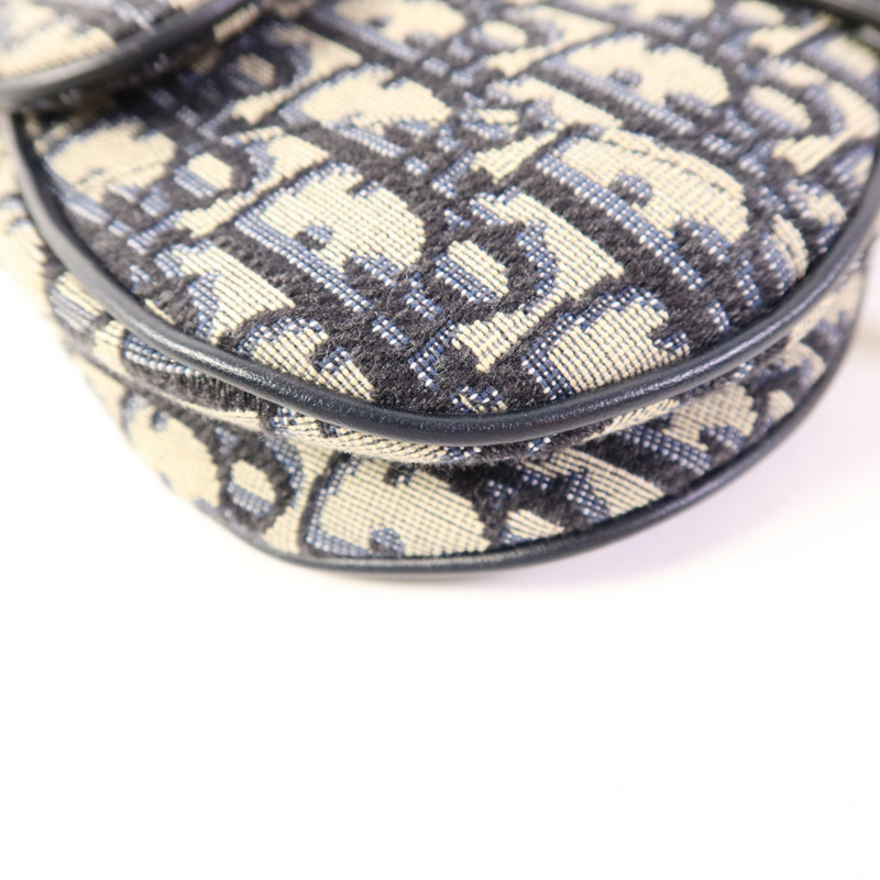 Dior 帆布Mini Saddle金扣手挽袋-10