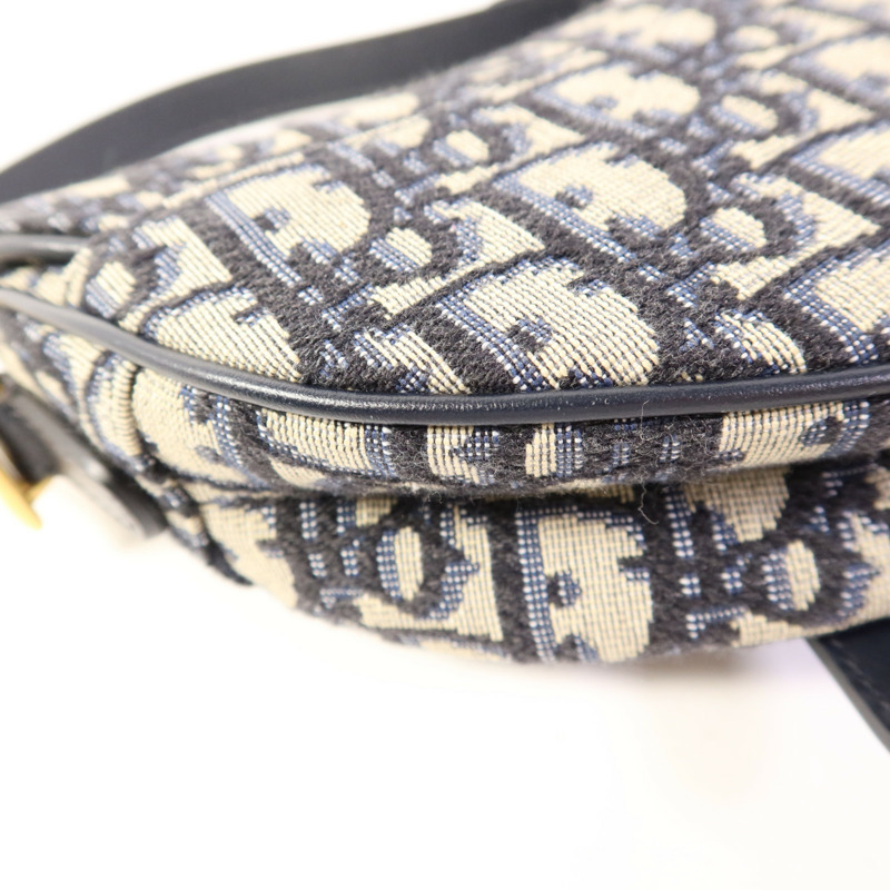 Dior 帆布Mini Saddle金扣手挽袋-12