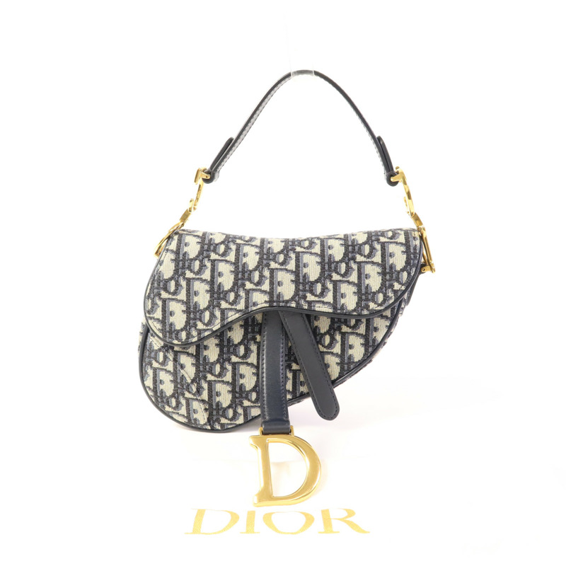 Dior 帆布Mini Saddle金扣手挽袋-15