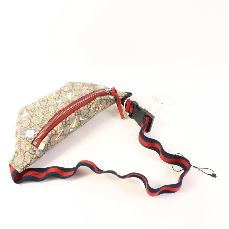 GUCCI 塗層帆布Waist/Body Bag銀扣腰包-4