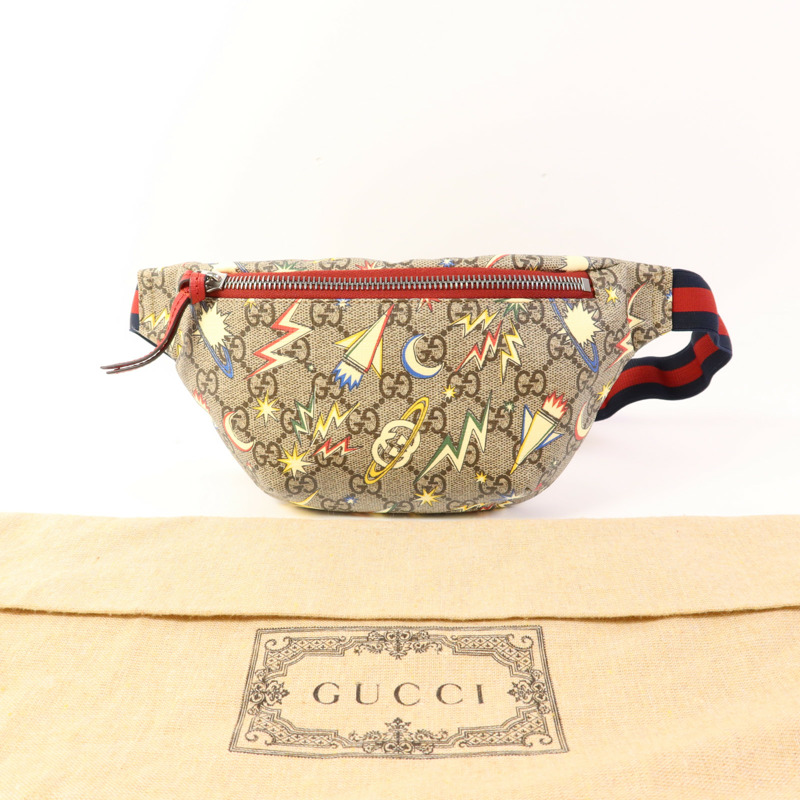 GUCCI 塗層帆布Waist/Body Bag銀扣腰包-13