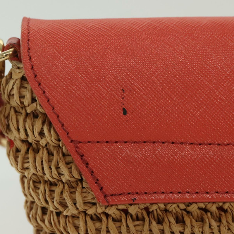 【日本直送】BURBERRY 藍標肩包 拉菲草皮革 米色 橙色 金色 正品 ti3366-2