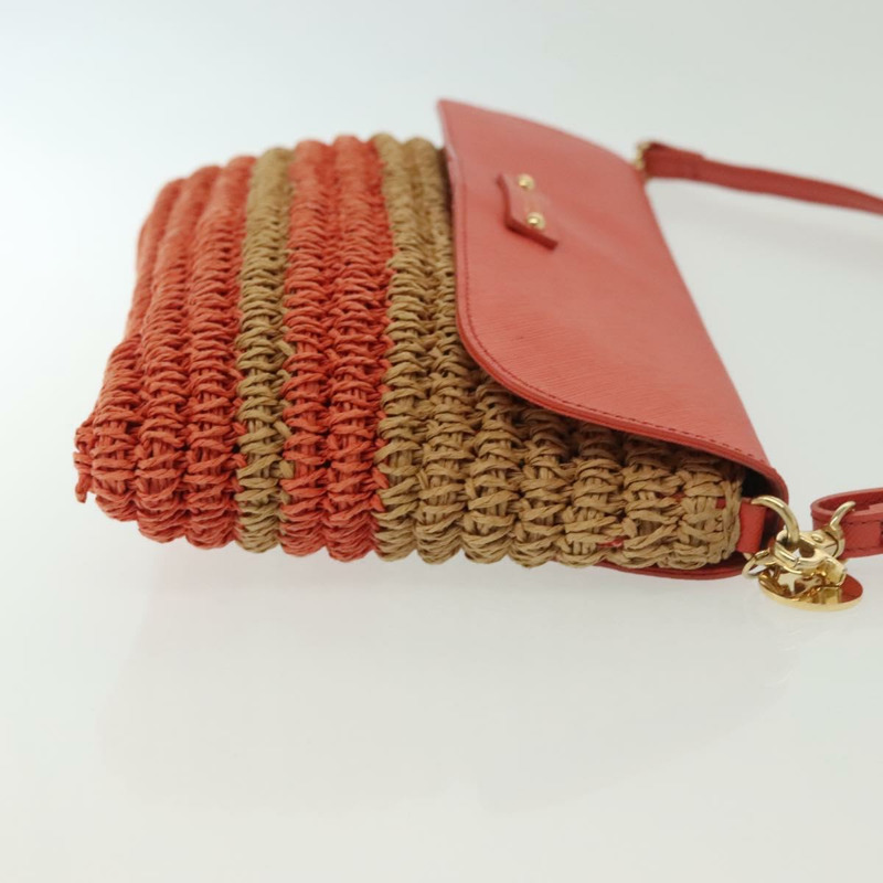 【日本直送】BURBERRY 藍標肩包 拉菲草皮革 米色 橙色 金色 正品 ti3366-4