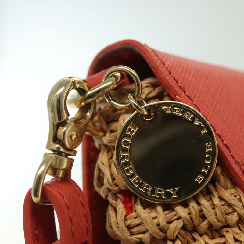 【日本直送】BURBERRY 藍標肩包 拉菲草皮革 米色 橙色 金色 正品 ti3366-10