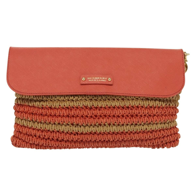 【日本直送】BURBERRY 藍標肩包 拉菲草皮革 米色 橙色 金色 正品 ti3366-12