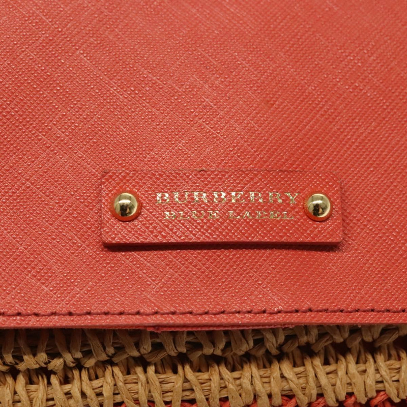 【日本直送】BURBERRY 藍標肩包 拉菲草皮革 米色 橙色 金色 正品 ti3366-17