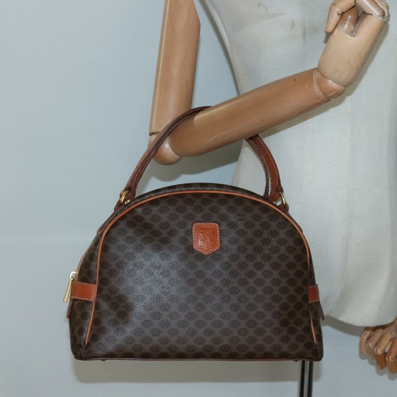 【日本直送】CELINE Macadam帆布手提包 PVC皮革 棕色 金色 正品 ki5919-20