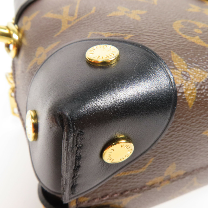 LOUIS VUITTON Monogram Petite Malle Souple金扣手挽肩背兩用袋棕色-5