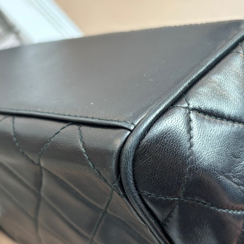 ::CHANEL:: 經典菱格紋雙C縫線 LOGO 手提肩背包 小托特包 小購物包 TOTE-3