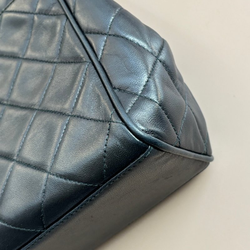 ::CHANEL:: 經典菱格紋雙C縫線 LOGO 手提肩背包 小托特包 小購物包 TOTE-6