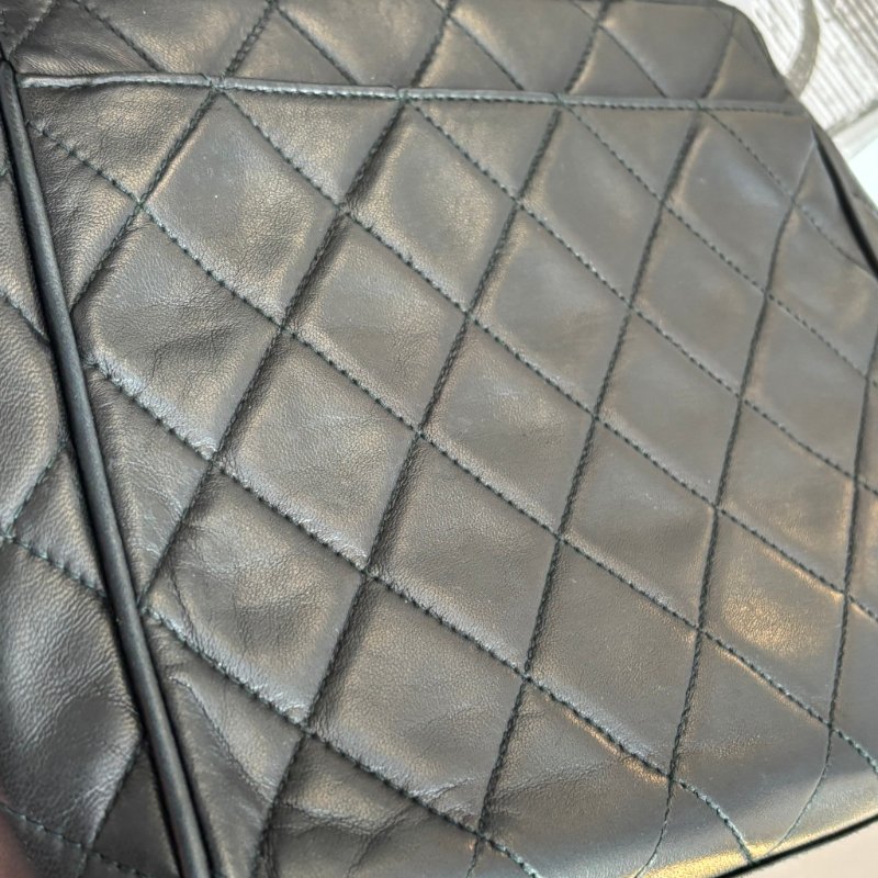 ::CHANEL:: 經典菱格紋雙C縫線 LOGO 手提肩背包 小托特包 小購物包 TOTE-12