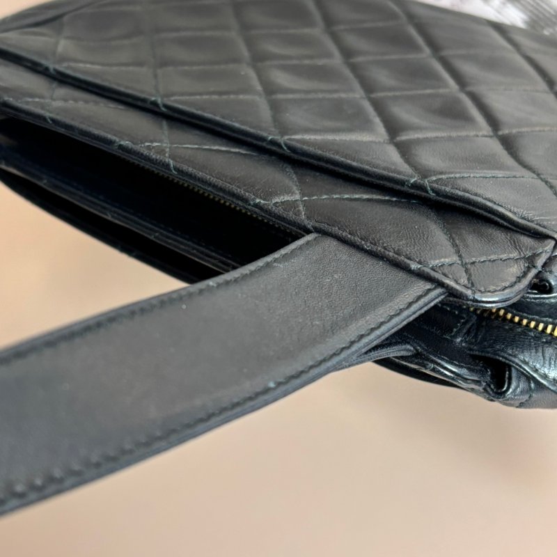 ::CHANEL:: 經典菱格紋雙C縫線 LOGO 手提肩背包 小托特包 小購物包 TOTE-19