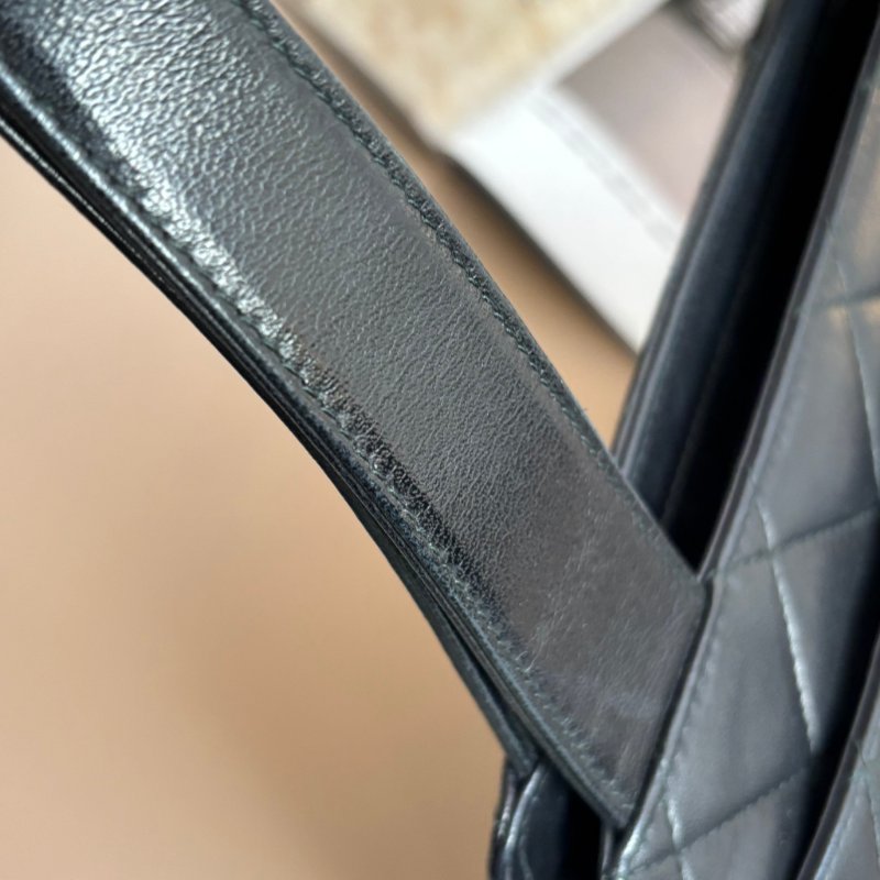 ::CHANEL:: 經典菱格紋雙C縫線 LOGO 手提肩背包 小托特包 小購物包 TOTE-21