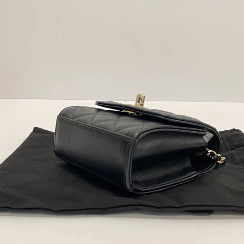 CHANEL Trendy cc mini黑金肩背斜背包小廢包11*10*4 98新配件盒子塵袋保卡-2