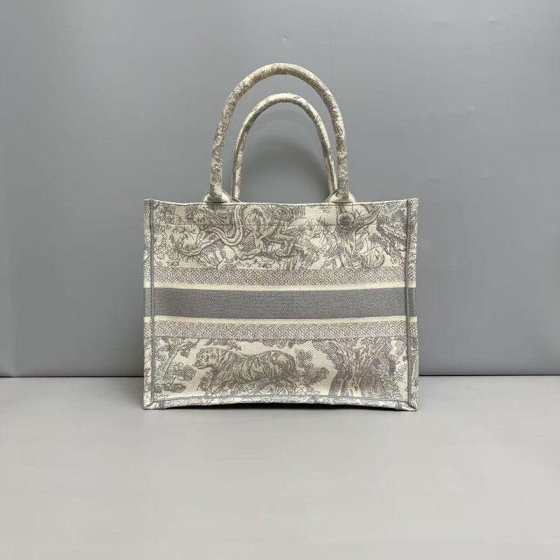 Dior迪奧 Book中號灰色刺繡老虎tote托特包 手提包-1