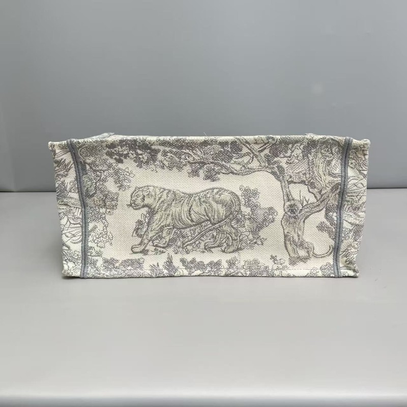 Dior迪奧 Book中號灰色刺繡老虎tote托特包 手提包-5