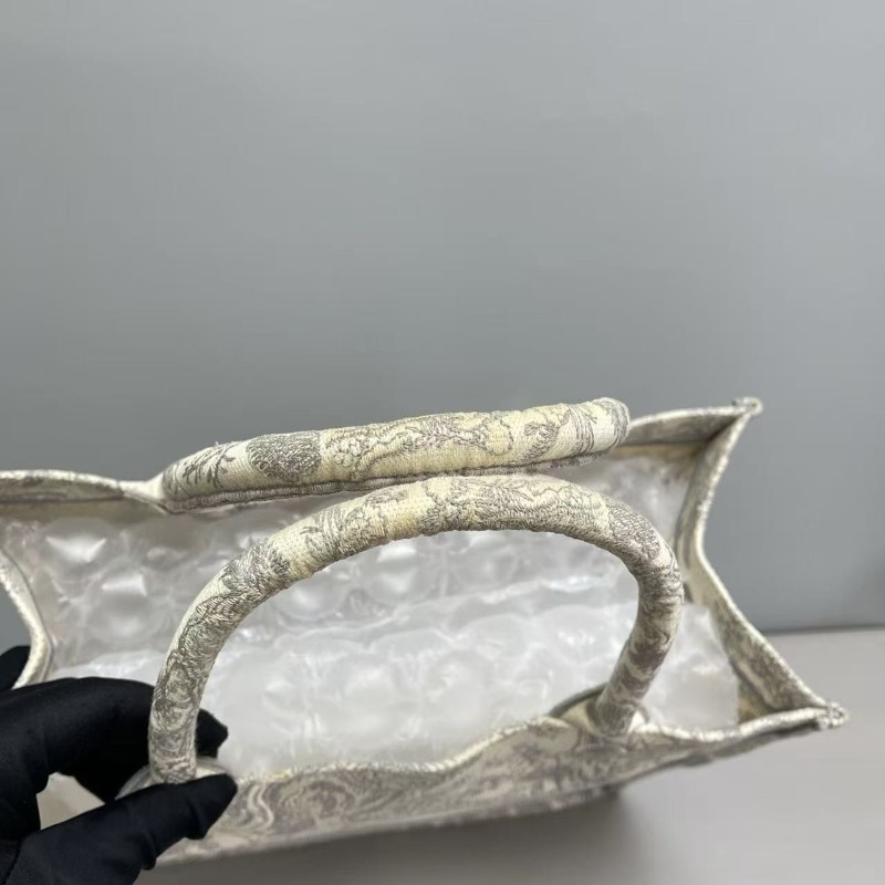 Dior迪奧 Book中號灰色刺繡老虎tote托特包 手提包-6