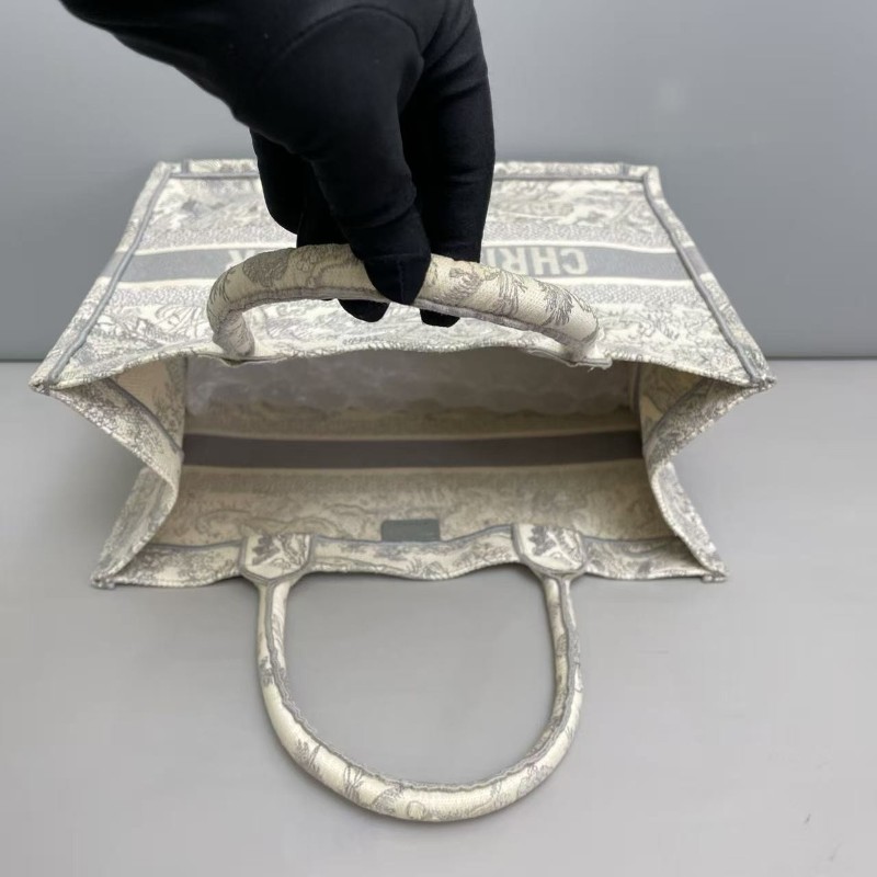 Dior迪奧 Book中號灰色刺繡老虎tote托特包 手提包-7