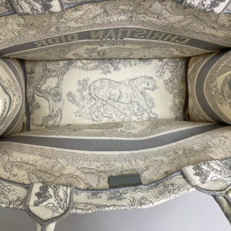 Dior迪奧 Book中號灰色刺繡老虎tote托特包 手提包-8