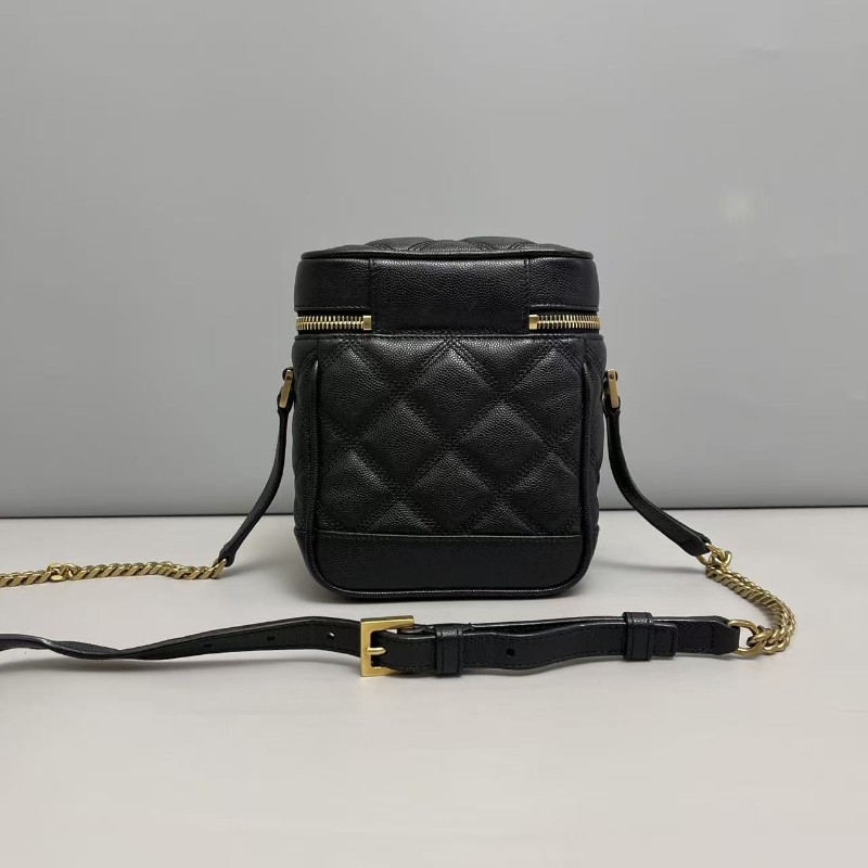 YSL聖羅蘭 黑金魚子醬皮化妝包盒子包 斜背包 肩背包-1