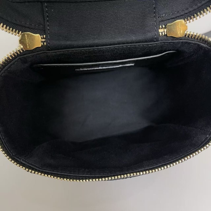 YSL聖羅蘭 黑金魚子醬皮化妝包盒子包 斜背包 肩背包-8