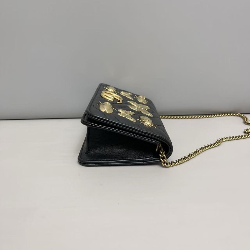 Gucci古馳 marmont黑色全皮限量昆蟲woc 肩背包 斜背包-6