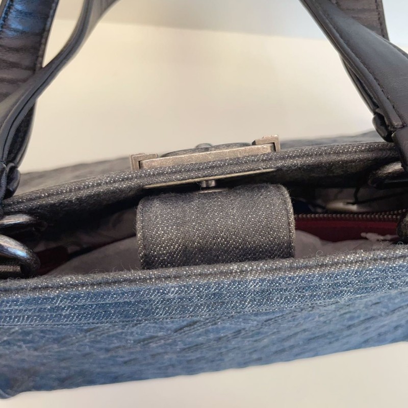 Chanel 香奈兒 深藍色 牛仔 leboy tote 肩背包 托特包 21開 36*25*16cm-14