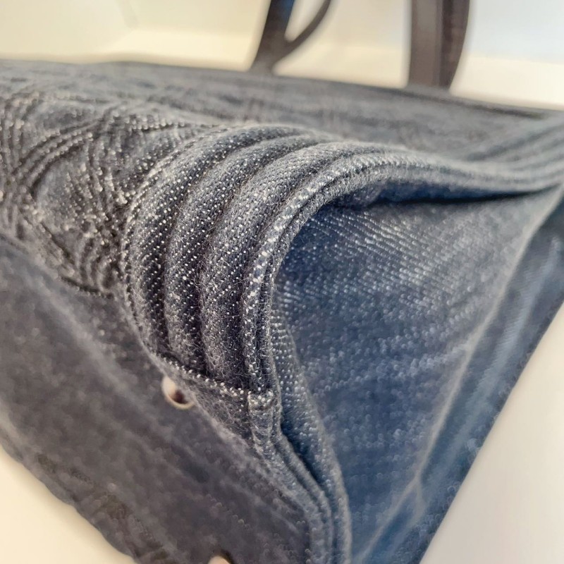 Chanel 香奈兒 深藍色 牛仔 leboy tote 肩背包 托特包 21開 36*25*16cm-16