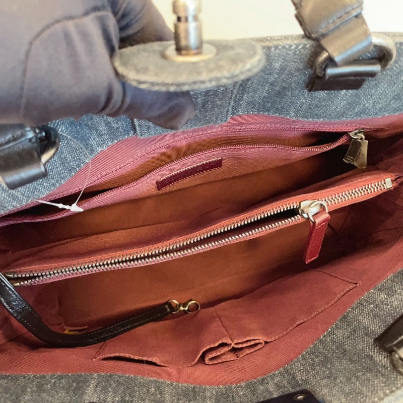 Chanel 香奈兒 深藍色 牛仔 leboy tote 肩背包 托特包 21開 36*25*16cm-19