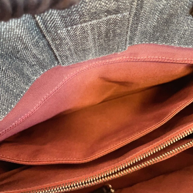 Chanel 香奈兒 深藍色 牛仔 leboy tote 肩背包 托特包 21開 36*25*16cm-20