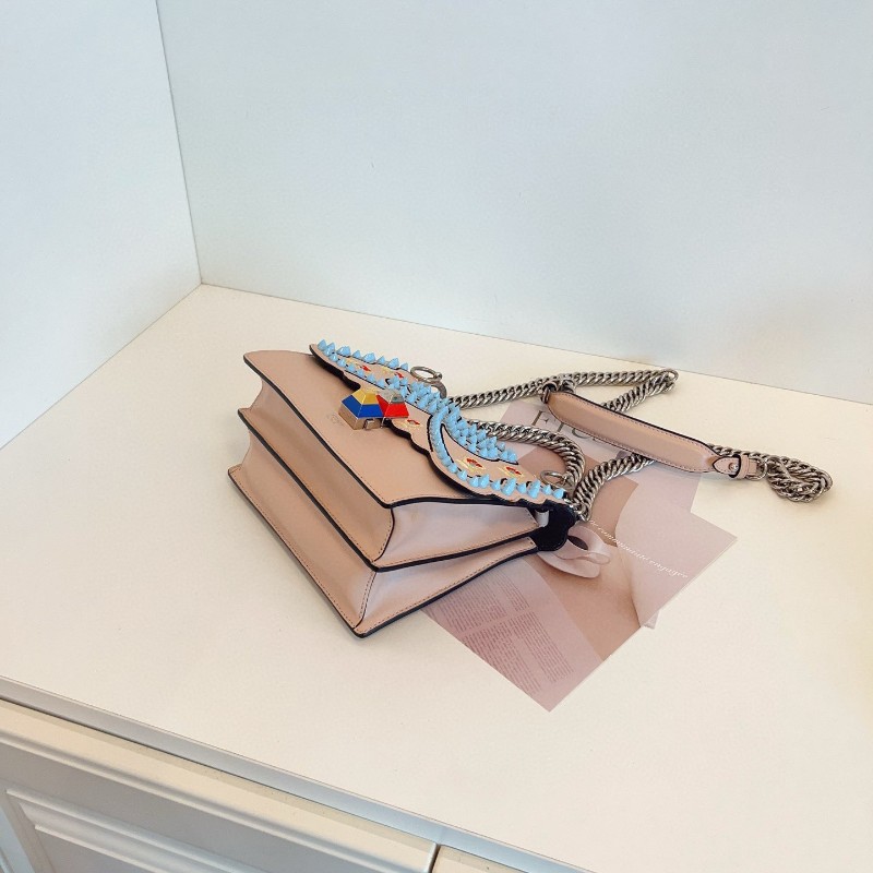 FENDI芬迪 秀款 ❤️高價限量鉚釘蝴蝶結 粉色 手提包 肩背包 斜背包-4