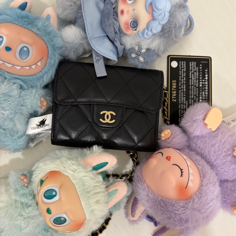 Chanel cf 黑金羊皮鏈條小廢包 11*9.5*2.5 27開-0