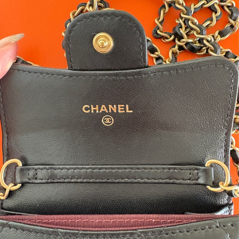 Chanel cf 黑金羊皮鏈條小廢包 11*9.5*2.5 27開-5