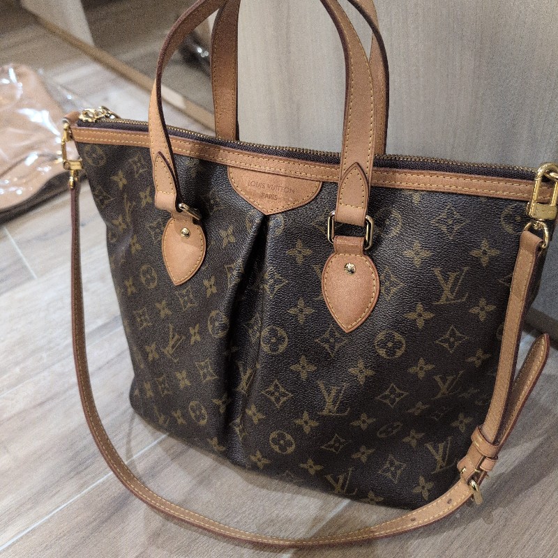 LV老花皺摺手提包 肩背包 背帶可調整 LV兩用包-2