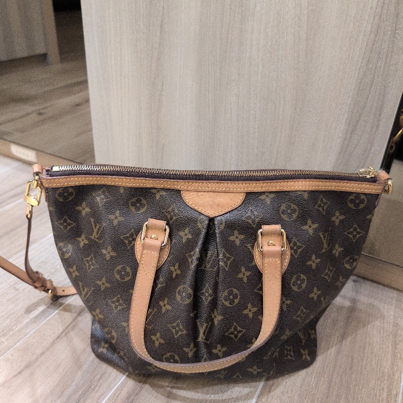 LV老花皺摺手提包 肩背包 背帶可調整 LV兩用包-6