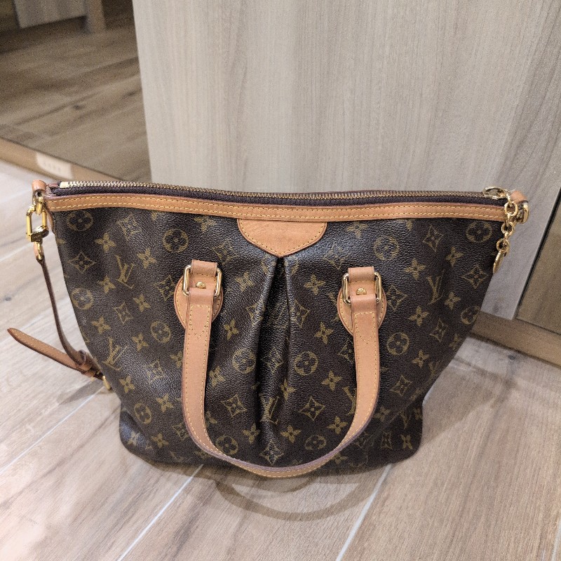 LV老花皺摺手提包 肩背包 背帶可調整 LV兩用包-7