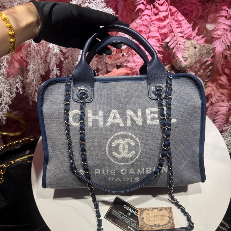 Chanel 牛仔沙灘包肩背包/王吉娜古董精品-0