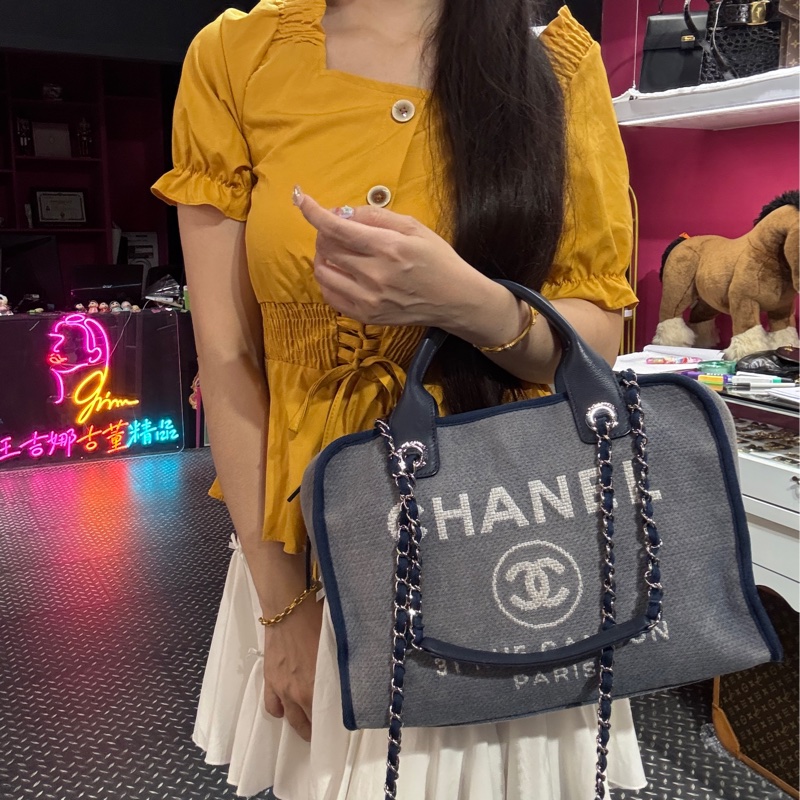 Chanel 牛仔沙灘包肩背包/王吉娜古董精品-2