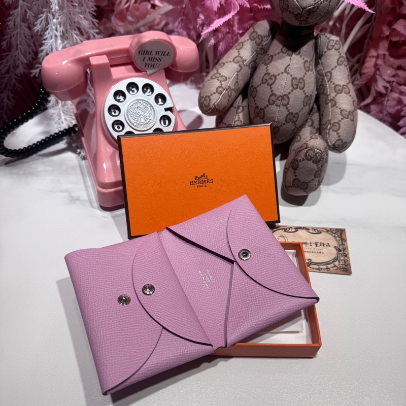 Hermes櫻花粉零錢包/王吉娜古董精品-1