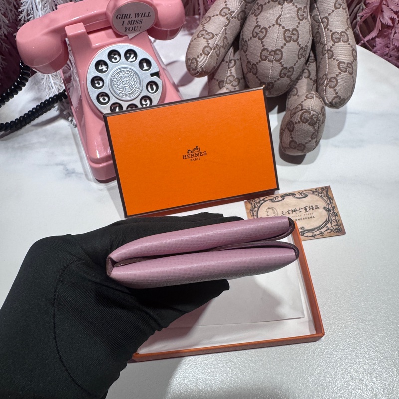 Hermes櫻花粉零錢包/王吉娜古董精品-3