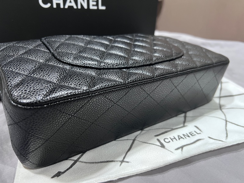 CHANEL CF25 經典口蓋包/黑金荔枝皮/晶片款-9