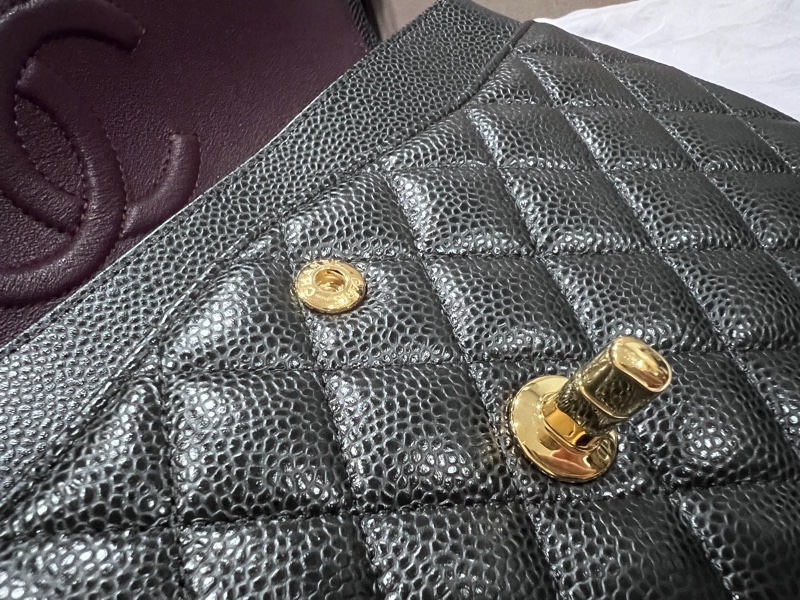 CHANEL CF25 經典口蓋包/黑金荔枝皮/晶片款-15