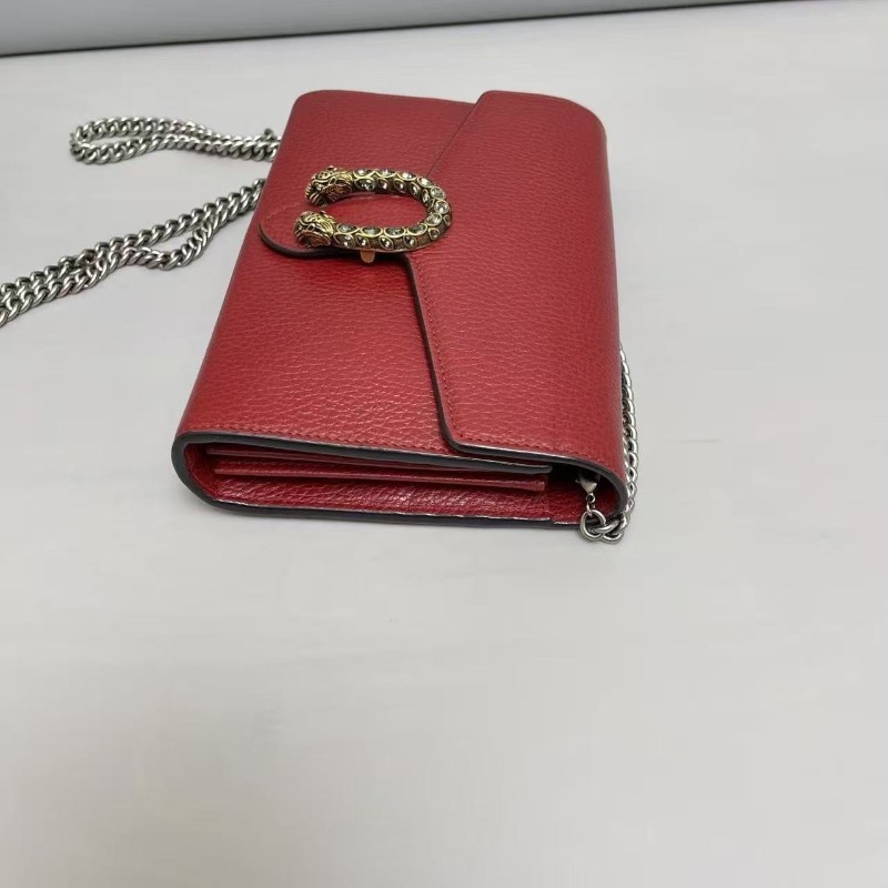 Gucci古馳 酒神woc紅色牛皮鑽扣鏈條包 斜背包 肩背包-5
