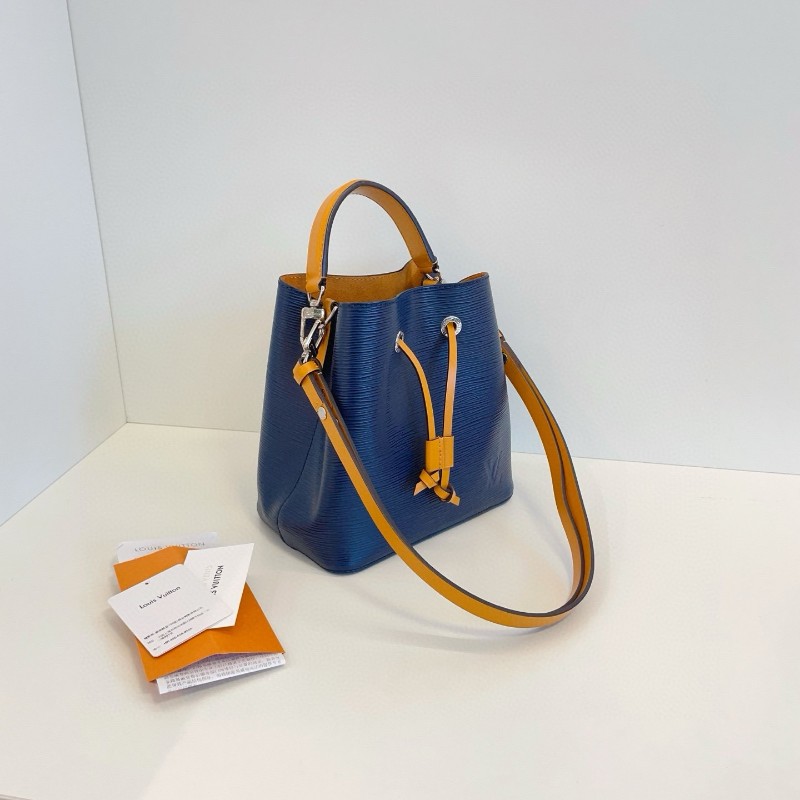 LV路易威登 💙Neonoe bb藍黃拼色epi水波紋 晶片款 肩背包 🈶購鉦 20*20*13cm-4