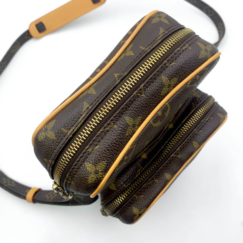 Louis Vuitton 老花雙層相機包，LV經典包，路易威登，麻將包，側背包，二手真品，正品，現貨，免運-11