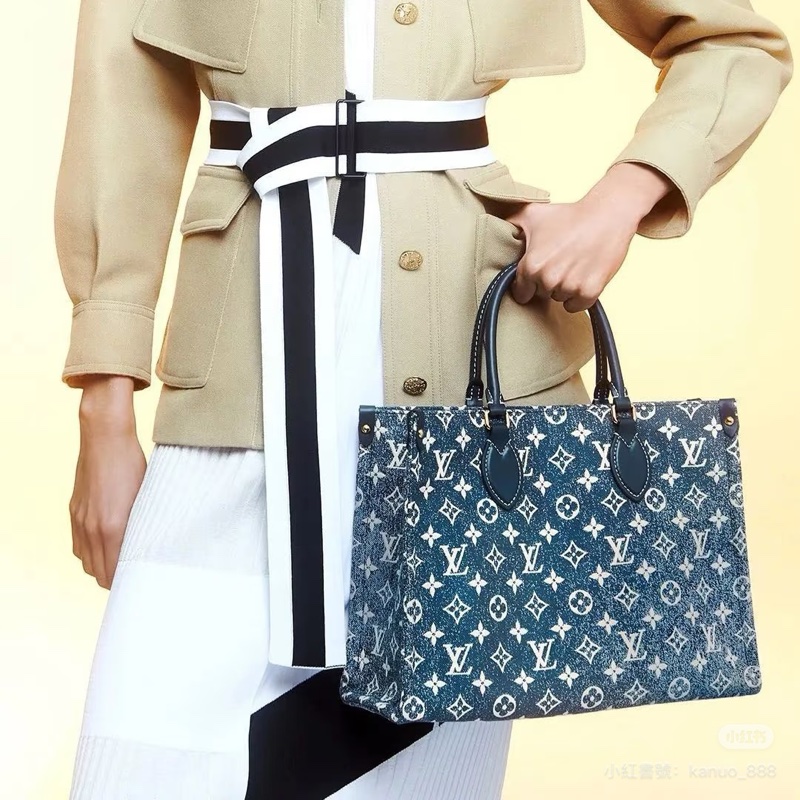 Louis Vuitton藍色丹寧牛仔onthego  尺寸：33x24x14cm芯片款-0