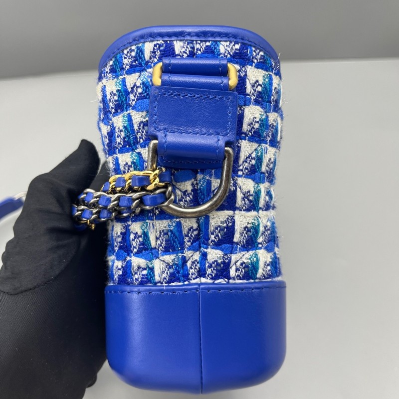 Chanel香奈兒.流浪包小號粗呢拼藍 肩背包 斜背包-2